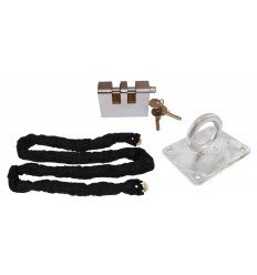Case Hardened 2 metre Steel Chain Kit with Shackle Lock & Flush Mounted Ground Anchor (012-1140 K/D, 012-1150 K/A).