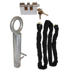 Case Hardened 2 metre Steel Chain Kit with Shackle Lock & Spigot Ground Anchor (012-1160 K/D, 012-1170 K/A).