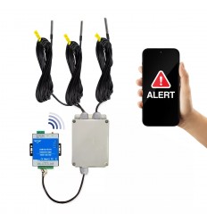 4G KP Temperature & Power Status Monitor with 3 Heavy Duty 60 ft Probes.