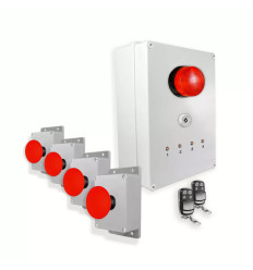 Wireless Alert System 1000ft - 4 Emergency Stop Buttons, Siren, LED Flash, Stop Remotes (DA600+)