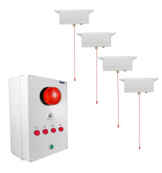 Long Range (2000 ft) Wireless Disabled Toilet Alarm with Control Box & 4 Pull Cords (DA600+)