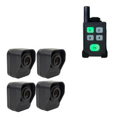 1200 ft Wireless Pager Alarm Kit – 4 Battery PIR Sensors, 4 Channel Pager - 10 Melodies, Vibration and LED indicators (DA600+)