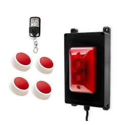 Wireless Panic System for Businesses, Stores & Care Facilities – Red Strobe Siren / 4 buttons (600 ft)