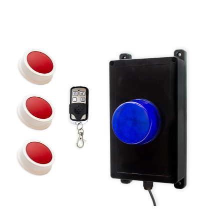 Wireless Panic System for Businesses, Stores & Care Facilities – Blue Flash / 1 button (200m)