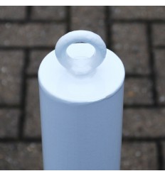 White & Red Bolt Down Fixed Bollard 76mm Diameter