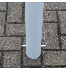 White & Red Spigot Fixed Bollard 76mm Diameter