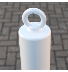 White & Yellow Spigot Fixed Bollard 76mm Diameter